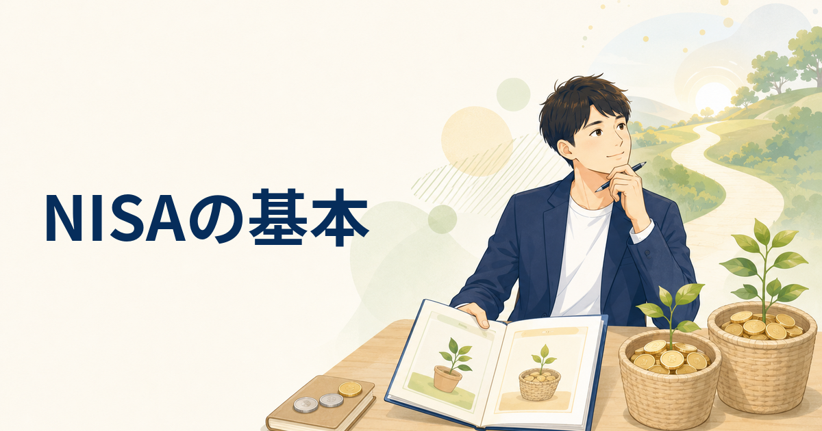 NISAの2つの投資枠と資産形成の計画を確認する会社員
